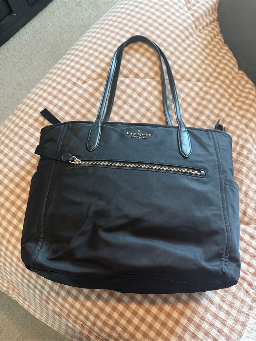 kate spade Black Nylon Tote with Front Zip Pocket